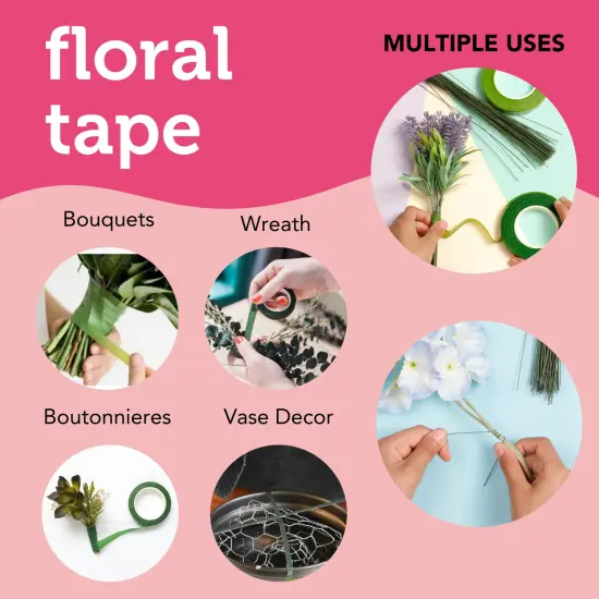 Incraftables White & Green Floral Tape (4pcs), Stem Wire (100pcs), Flower Wire (30m) & Cutter. Light & Dark Green Flower Tapes for Bouquets. DIY Flower Arrangements & Boutonniere Supplies Kit {4}