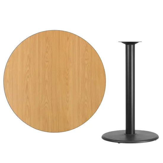 Emma and Oliver 42" Round Laminate Table Top with 24" Round Bar Height Table Base Black {6}