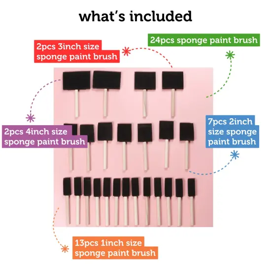 Incraftables Sponge Brushes for Painting 24pcs. Foam Brushes for Staining, DIY Crafts, Acrylic Paints, Arts, Polyurethane & Mod Podge. Best Assorted Sponge Paint Brushes (1&rdquo;, 2&rdquo;, 3&rdquo; & 4 Inch) {3}