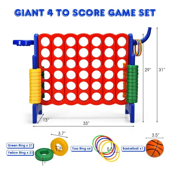 2.5Ft 4-to-Score Giant Game Set Perfect for Indoor-Outdoor Use Blue {1}