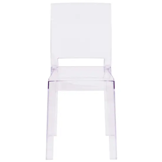 Emma and Oliver Ghost Chair with Square Back Transparent Crystal {3}