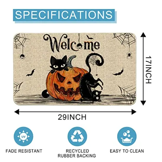 Hexagram Halloween Door Mats 17x29 Inch, Welcome Mats Outdoor, Halloween Cat Farmhouse Decor,Halloween Doormats for Front Door Decorations {6}