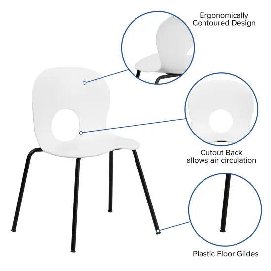 Emma and Oliver Multipurpose Designer Plastic Cafe Stack Chair White {2}