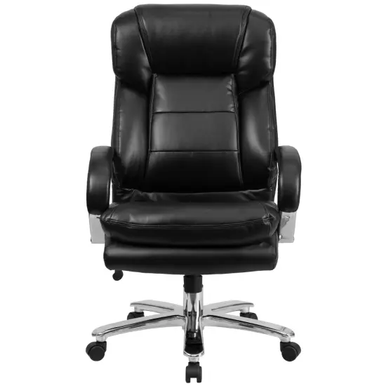 Emma and Oliver 24/7 500 lb. Big & Tall Executive Swivel Ergonomic Office Chair with Loop Arms Black LeatherSoft {3}