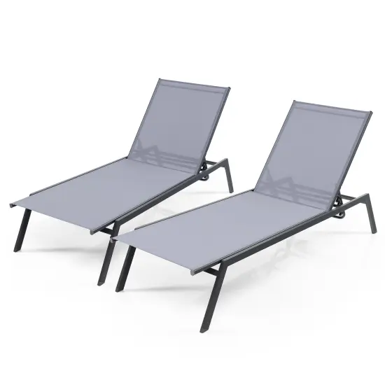 Costway Patio Lounge Chair Chaise Recliner 6-Position Adjustable Back Garden Poolside {8}