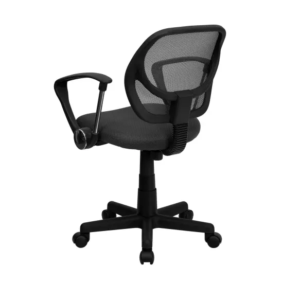Emma and Oliver Mid-Back Mesh Swivel Task Office Chair with Curved Square Back and Arms Gray {4}