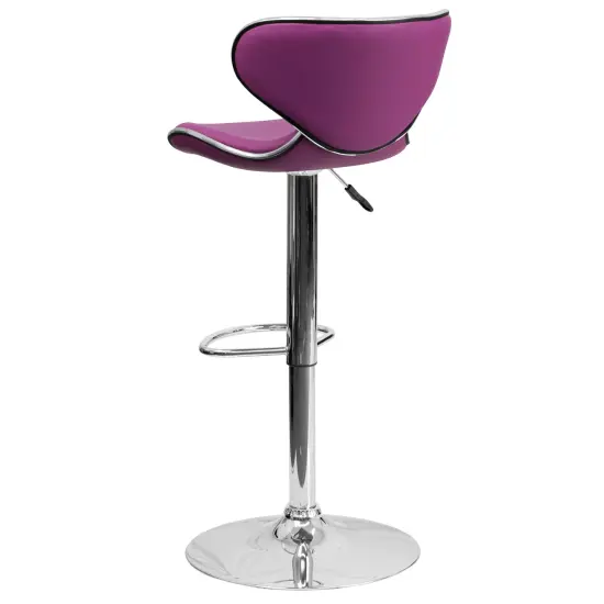 Emma and Oliver 2 Pack Contemporary Cozy Mid-Back Vinyl Adjustable Height Barstool with Chrome Base Burgundy {8}