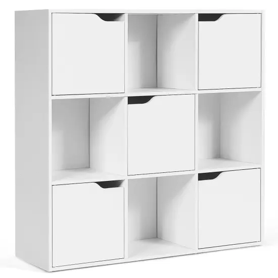 Costway 9 Cube Bookcase Cabinet Wood Bookcase Storage Shelves Room Divider Organization {1}