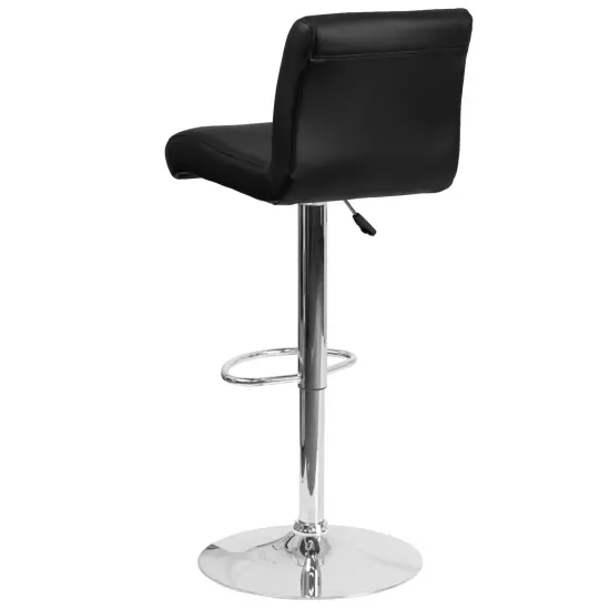 Emma and Oliver Swivel Rolled Seat Adjustable Height Barstool with Chrome Base White {8}