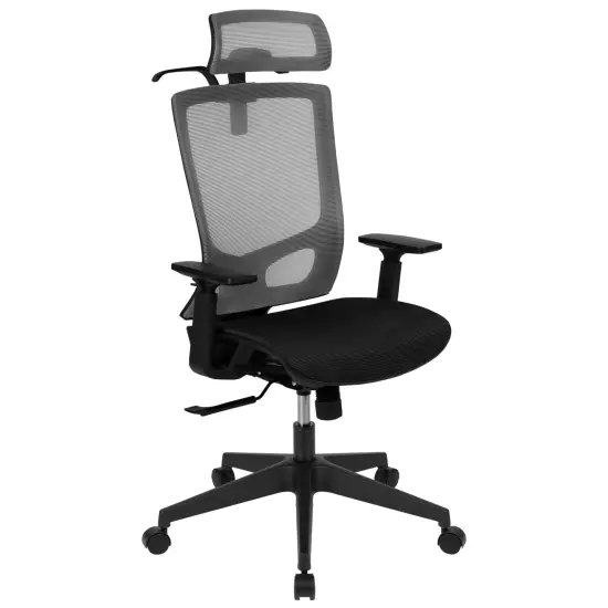 Emma and Oliver Ergonomic Mesh Office Chair-Synchro-Tilt, Pivot Headrest, Adjustable Arms Black {6}