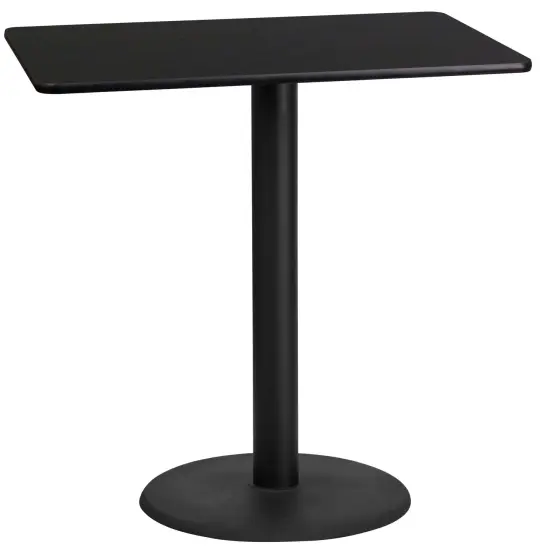 Emma and Oliver 24"x42" Rectangular Laminate Bar Table with 24" Round Base Black {1}
