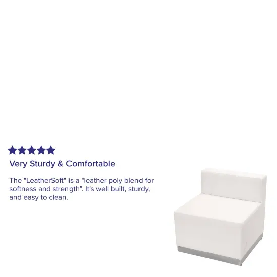 Emma and Oliver Modular Reception Chair with Brushed Stainless Steel Base Melrose White {5}