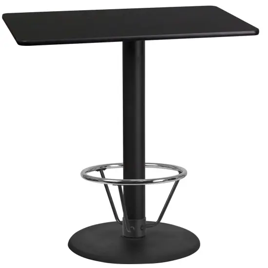Emma and Oliver 24"x42" Rectangular Laminate Bar Table with 24"RD Foot Ring Base Black {1}