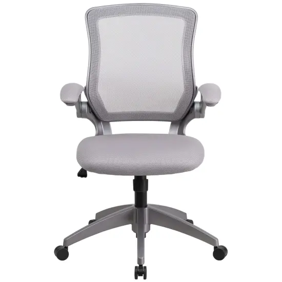 Emma and Oliver Mid-Back Mesh Swivel Ergonomic Task Office Chair with Gray Frame & Flip-Up Arms {3}