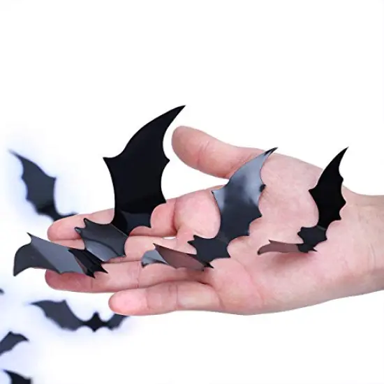 120 Pieces 3D Bat Halloween Decoration Stickers for Home Decor 4 Size Waterproof Black Spooky Bats for Room D&eacute;cor {5}