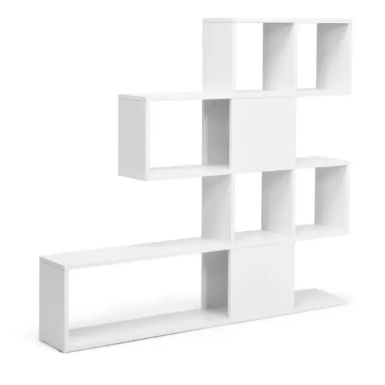 Engineered Wood Ladder Bookshelf, 5-Tier Display Rack White {8}