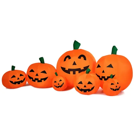 7.5 Feet Halloween Inflatable 7 Pumpkins Patch with LED Lights {3}