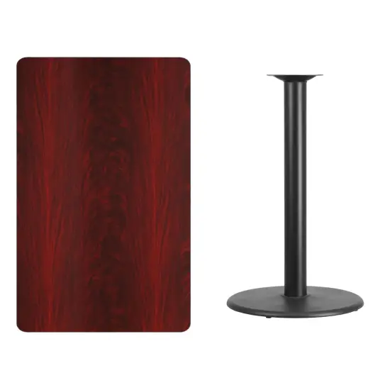 Emma and Oliver 30"x48" Rectangular Laminate Bar Table with 24" Round Base Mahogany {3}