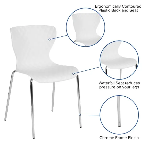Emma and Oliver Contemporary Design Accent Dining Plastic Stack Chair White {2}