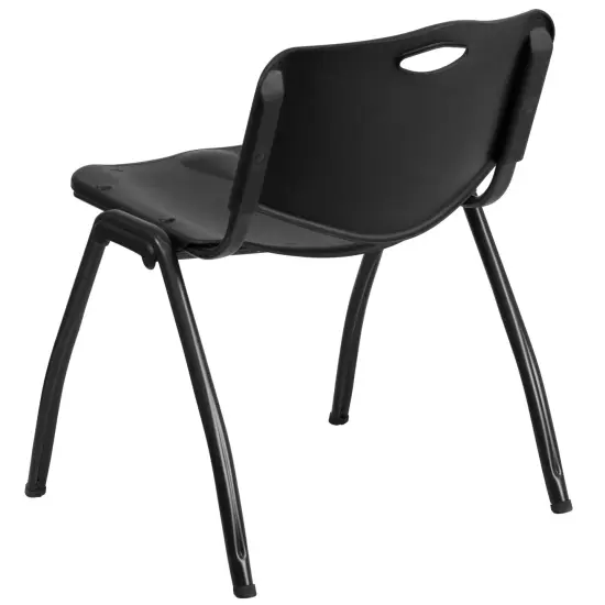 Emma and Oliver 880 lb. Capacity Plastic Stack Chair Black {4}