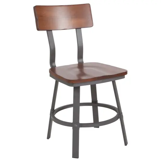 Emma and Oliver Restaurant Chair with Wood Seat & Back and Powder Coat Frame Rustic Walnut {1}