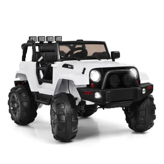 12V Kids Remote Control Riding Truck Car with LED Lights Perfect Gift for Boys Girls White {9}