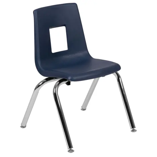 Emma and Oliver Student Stack School Chair - 14-inch Black {8}