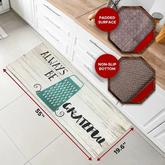 20"x55" Oversized Cushioned Anti-Fatigue Kitchen Runner Mat (Always Be Grateful) {5}