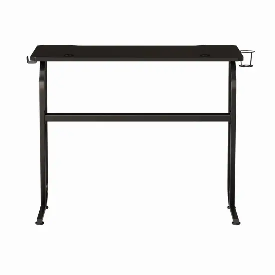 Emma and Oliver Professional Gaming Ergonomic Desk with Cup Holder and Headphone Hook Black {4}