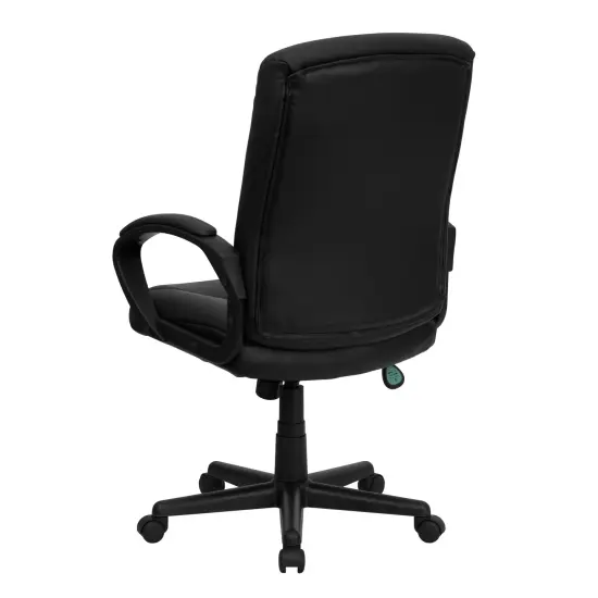 Emma and Oliver Mid-Back Fabric Executive Swivel Office Chair with Three Line Horizontal Stitch Back and Arms Black {4}