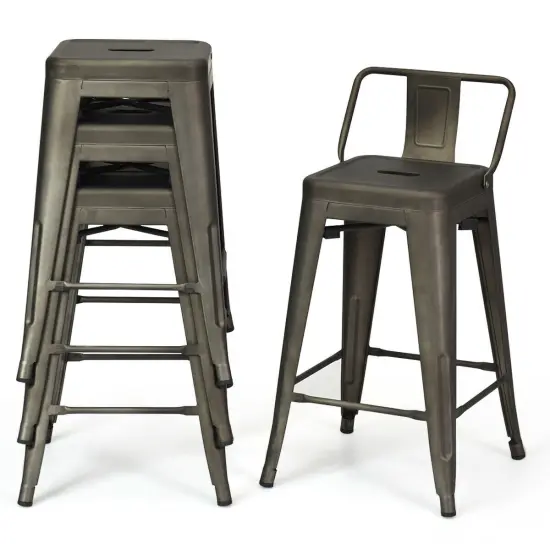24" Set of 4 Cafe Side Chairs with Rubber Feet and Removable Back {1}