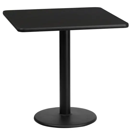 Emma and Oliver 24" Square Laminate Table Top with 18" Round Table Height Base Black {1}