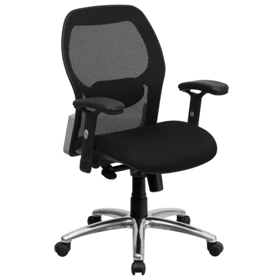 Emma and Oliver Mid-Back Super Mesh Executive Swivel Office Chair, Knee Tilt Control Black Mesh {1}