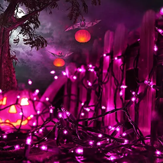 Toodour Purple Halloween Lights, 14.5ft 50 Count Incandescent Halloween String Lights, UL Certified Connectable Mini Bulbs Halloween Lights for Home, Garden, Porch, Halloween Party Decoration {5}