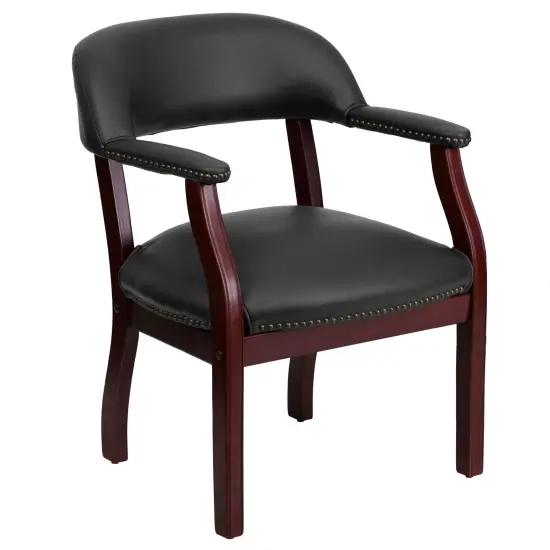 Emma and Oliver Conference Chair with Accent Nail Trim Black Vinyl {1}