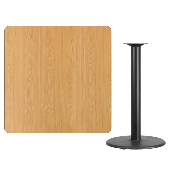 Emma and Oliver 42" Square Laminate Table Top with 24" Round Bar Height Table Base Natural {3}