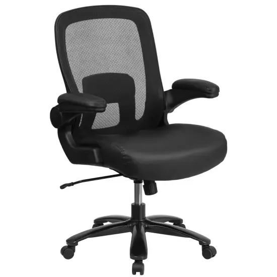 Emma and Oliver Big & Tall 500 lb. Rated Mesh Executive Ergonomic Office Chair with Lumbar BlackLeaSoft/Mesh {1}