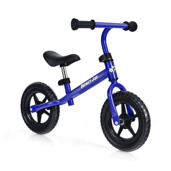 Kids No Pedal Balance Bike with Adjustable Handlebar and Seat Blue {9}