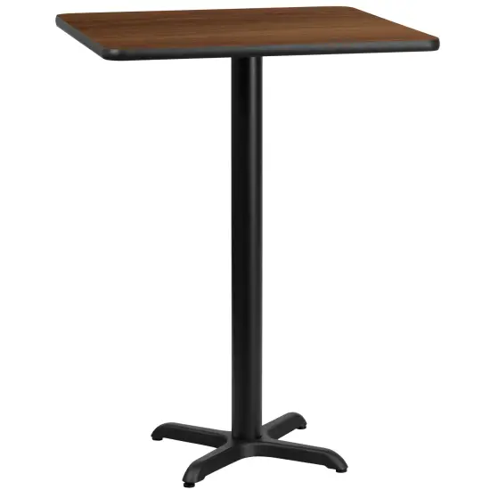 Emma and Oliver 24" Square Laminate Table Top with 22"x22" Bar Height Table Base Walnut {1}