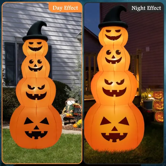 8 Feet Inflatable Halloween Pumpkins Stack with Built-in LED Lights {6}