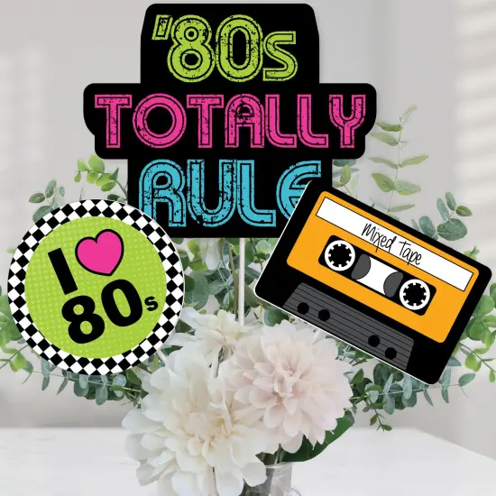 Big Dot of Happiness 80's Retro - Totally 1980s Party Centerpiece Sticks - Table Toppers - Set of 15 {1}