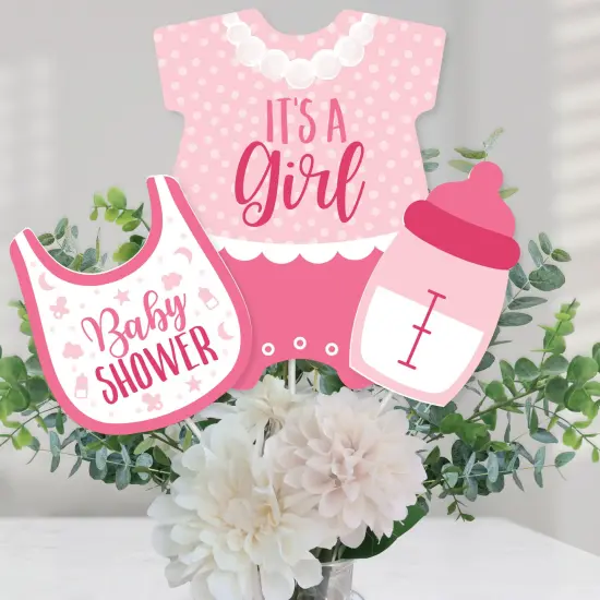 Big Dot of Happiness It's a Girl - Pink Baby Shower Centerpiece Sticks - Table Toppers - Set of 15 {1}