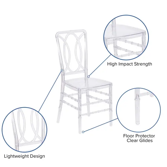 Emma and Oliver Transparent Design Stacking Chair with Designer Back - Event Chair - UV Resistant Crystal Ice {2}