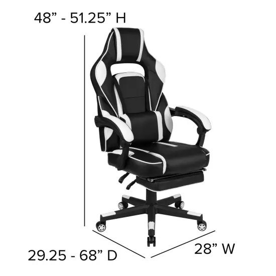 Emma and Oliver Gaming Bundle-Cup/Headphone Desk & Reclining Footrest Chair White {5}
