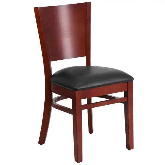 Emma and Oliver Solid Back Wooden Restaurant Dining Chair WalnutSeat/Walnut {6}