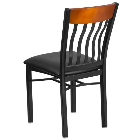 Emma and Oliver Vertical Back Metal Restaurant Dining Chair with Vinyl Seat Walnut {8}