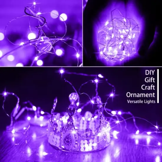 16 Packs 20 LED Purple Fairy String Lights Battery Operated Waterproof 6.6 Feet Silver Copper Wire Firefly Starry Moon Lights for DIY Bottle Costume Wedding Party Bedroom Table Decor {5}