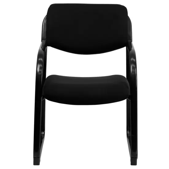 Emma and Oliver Fabric Executive Side Reception Chair with Sled Base Black {3}