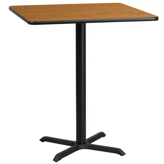Emma and Oliver 36" Square Laminate Table Top with 30"x30" Bar Height Table Base Natural {1}