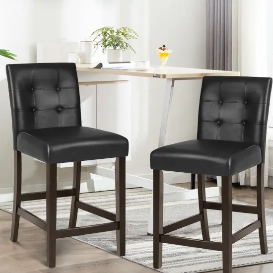 Set of 2 PVC Leather Bar Stools {2}